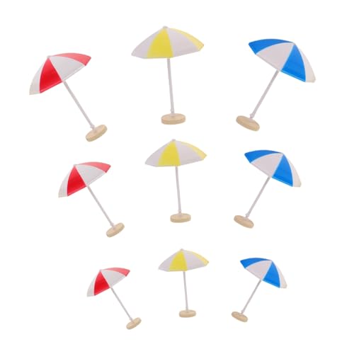 ifundom 9 Stück Teiliges Mini-strandschirm- Bunte Miniatur Sonnenschirme aus Langlebigem Kunststoff Realistische Puppenhaus-deko für Sandtisch Terrarium und Feengarten Kreative von ifundom