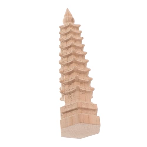 ifundom Landschaftsdekor 9-lagige Mini-wenchang-pagode Chinesischer Turm Figur Oud-Holz-skulptur Bürodekor von ifundom