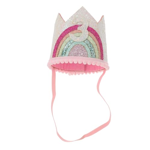 ifundom Bezauberndes Geburtstagskronen-stirnband Für Kinder – Fotoautomaten-requisiten – Pastell-regenbogen-haarband – Party-dekorationsset von ifundom