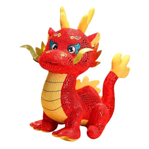 ifundom Chinesisches Drachenspielzeug Chinese New Year chinesisch neujahr New Year Decoration plushbit puppenaugen Drachenpuppenspielzeug entzückender ausgestopfter Drache Plüsch rot von ifundom