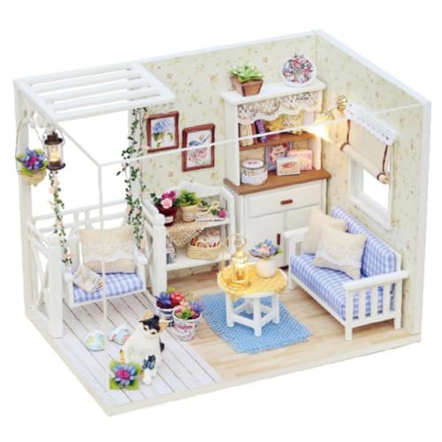 ifundom DIY Kreatives Holzhaus Bausatz Für Miniaturmodell Mit LED Licht Bastelset Für Geburtstags Holzhaus Kit Zum Zusammenbauen ifundom DIY Kreatives Holzhaus Bausatz Für Miniaturmodell Mit LED Licht Bastelset Für Geburtstags Holzhaus Kit Zum Zusammenbauen von ifundom
