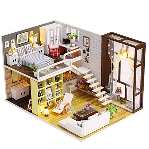 Modelle Miniaturhaus Puppenhaus aus Holz Mini-Hausbausatz DIY- Hausmodell gebaut Suite Hölzern von ifundom