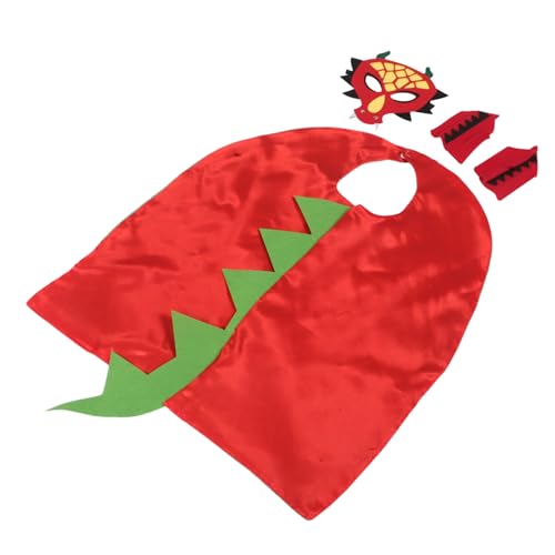 ifundom Dinosaurier Kapuzenumhang mit Maskenverschluss Weiches Hautfreundliches Kostüm für Vielseitig für Geburtstags und Halloween Partys Einfach Anzuziehen Roter Verkleidungsumhang von ifundom