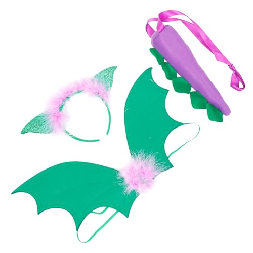 ifundom Dinosaurier Kostüm Teilig mit Flügel und Haarreif Stoff Halloween Party Accessoires für Mädchen Karneval Fotorequisiten und Themenpartys von ifundom