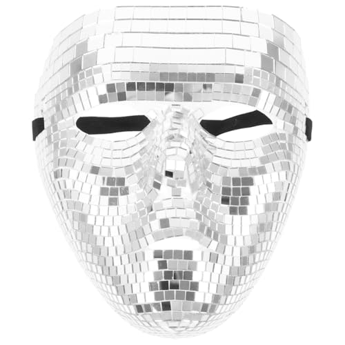 ifundom Spiegelmaske Retro Discokugel Glitzermaske für DJ Bühne Bar Party Halloween Maskerade Gesichtsbedeckung von ifundom