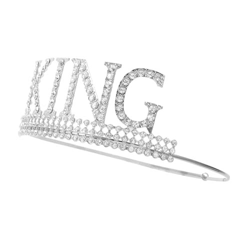 ifundom Elegante Silberne King Crown mit Weißen Strasssteinen Dekoratives Herren Haarband für Geburtstagsfeiern Cosplay und Festliche Anlässe Vintage Stil von ifundom
