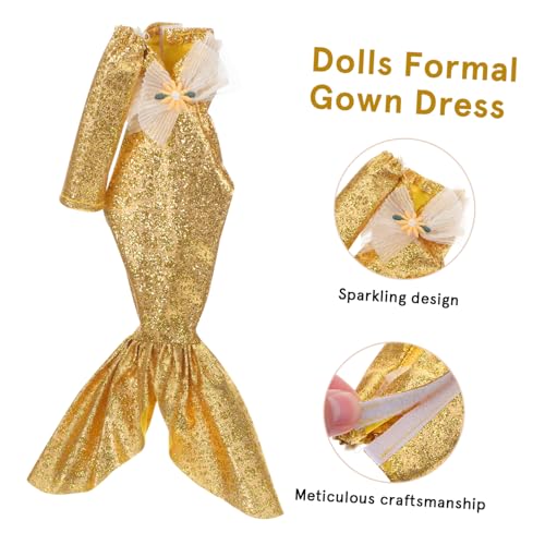 ifundom Elegantes Puppenkleid Meerjungfrau Stil mit Handtasche Halskette und Schuhen Teiliges Puppenkleidung für Kreatives Spiel und Stilvolle Verkleidung von Mädchen von ifundom