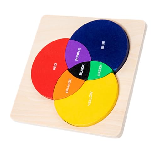ifundom Farbbewusstseinspuzzle Bausteine ​​Für Puzzles Puzzle DREI Primärfarbenpuzzle Holz von ifundom
