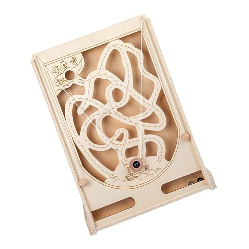 ifundom Flipper-Spiel Spielset Aus Holz Lernspielzeug 3D-Puzzle Labyrinthspiel Für Kinder Labyrinth-Spiel Aus Holz Labyrinth-rätsel Eltern-Kind Hölzern Schachbrett Marmor von ifundom