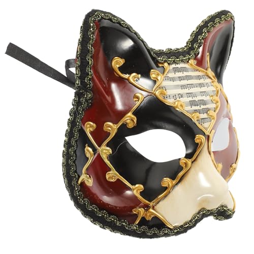 ifundom Halbgesichtige Raubkatzenmaske Maskerade -Maske katze gesichtsmaske Masken halloween costume halloween kleidung zarte Partymaske multifunktionale Partymaske Plastik rot von ifundom