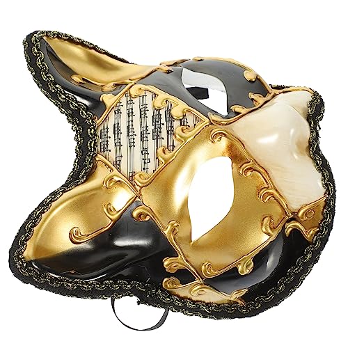 ifundom Halbgesichtige Raubkatzenmaske halloween costume halloween kleidung masken zu halloween masquerade Fuchs Katzenmaskenkostüm Multifunktions-Tiermaske Halloween-Maske Plastik Black von ifundom