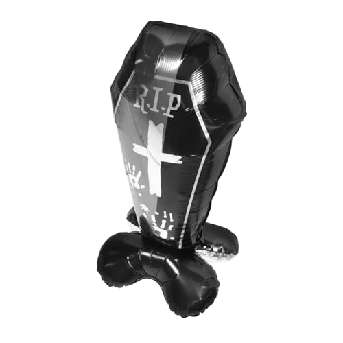 ifundom Halloween Luftballon Sarg Aus Aluminiumfolie Gruselige Partydekoration Für Halloweenfeiern Aufstellballon Mit Grabstein-design Leicht Aufzublasen von ifundom