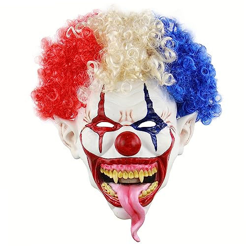 ifundom Gruselige Masken Clown-cosplay-maske Falsche Zähne Gruseliges Halloween Gruselige Halloween-masken Partykostüm Latexmaske Gruselige Kostümmaske Zahnig Emulsion von ifundom