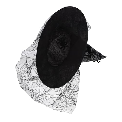 ifundom Halloween-hexenhut Cowgirl-hut Halloween -dekorationen Kopfbedeckung Hexenhüte Halloween-lichthut Cosplay Kostüme Zaubererkostüm Halloween- Black Spitze von ifundom