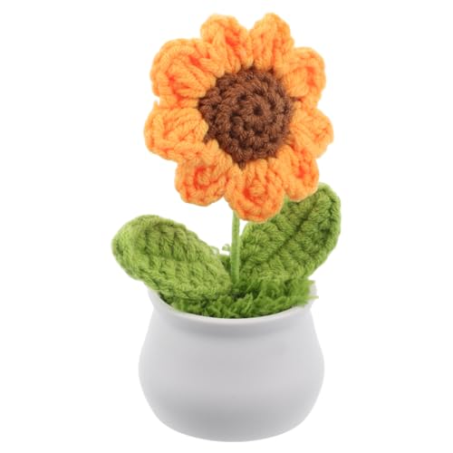 ifundom Süße Gehäkelte Sonnenblumen-schreibtischpflanze Handgefertigt Künstliche Blume Für Zuhause Und Büro von ifundom