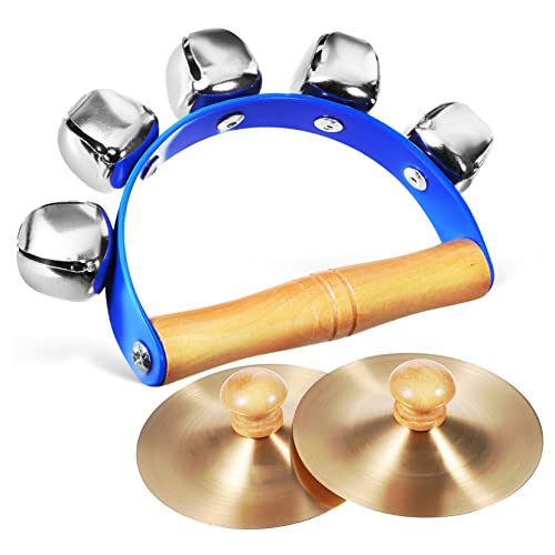 ifundom Pädagogisches Musikinstrument Handheld-Jingle-Bell-Becken-Set Kinder-schlittenglocken-Spielzeug Mit Holzgriff von ifundom