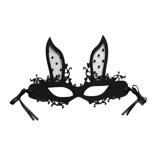 ifundom Hasenmaske Maske Halloween-maske Party-hasen-maske Hasenmaske Für Party Hase Halbgesichtsmaske Kaninchenmaske Für Cosplay Maskerade-hasen-maskenstütze Black Schleife von ifundom