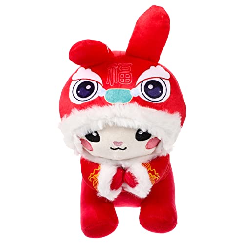 ifundom Hasenpuppe Jahr Der Hasen-Maskottchen-Puppe Hasenjahr Gefülltes Hasenspielzeug Kaninchenpuppe Tier Stofftier Hase Gefüllte Puppe Kaninchen Stofftier Hasen Stofftiere Plüsch von ifundom