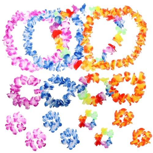 ifundom Hawaiianische Leis Teilig mit Bunten Künstlichen Blumen Halsketten Armbänder Stirnbänder für Mädchen Luau Party Dekoration ifundom Hawaiianische Leis Teilig mit Bunten Künstlichen Blumen Halsketten Armbänder Stirnbänder für Mädchen Luau Party Dekoration von ifundom