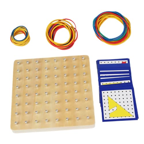 ifundom Holz Geoboard Lernspielzeug für Montessori Mathe Nagelbrett mit Gummibändern Kreatives Puzzlebrett Motorik Formenverständnis und Geometrischem Lernen Ab Jahren von ifundom