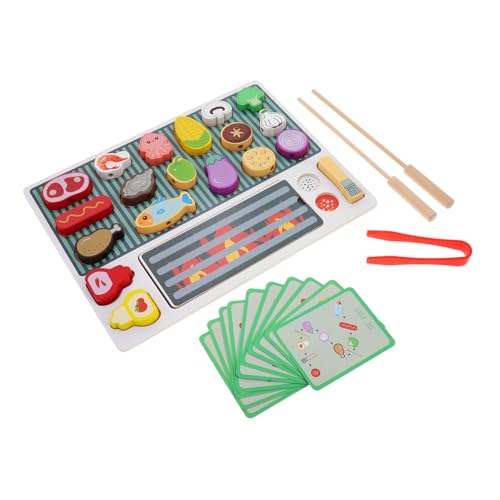 ifundom Holz Grillspielzeug Set für Interaktives Rollenspiel Küchenspielzeug Kreatives BBQ Grill Zubehör Motorikförderndes Langlebiges Sicheres Holzspielzeug für Jungen und Mädchen von ifundom