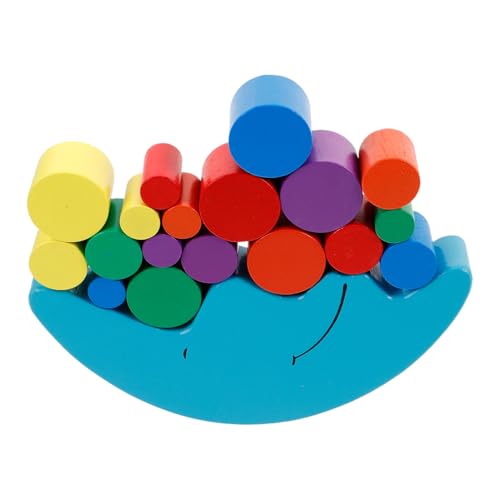 ifundom Holz Mond Bauspielzeug für Bunte Montessori Stapelblöcke Pädagogisches Balancespiel aus Sicherem Holz Fördert Geduld Kreativität und Soziales Lernen Geeignet für Zufällige Farbe von ifundom