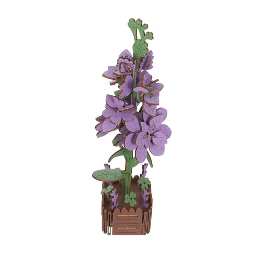 ifundom Holzblumen Puzzle DIY Violetter Blumenstrauß Holzbausteine Lernspielzeug für Erwachsene Allergikerfreundliche Dekoration Party Geschenk von ifundom