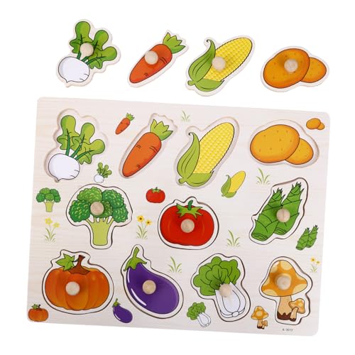 ifundom Holzpuzzle für Kleinkinder Ab Jahr Kindgerechtes Lernspielzeug mit Gemüse Motiv Pädagogisches Jigsaw Puzzle aus Holz Fördert Denkvermögen Beobachtung und Ausdauer von ifundom