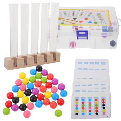 ifundom Holzspielzeug Lernset mit Bunten Perlen und Klemme Fördert Farberkennung Feinmotorik und Hand Auge Koordination Pädagogisches Aktivitätsspielzeug für Kleinkinder Ab Monaten von ifundom