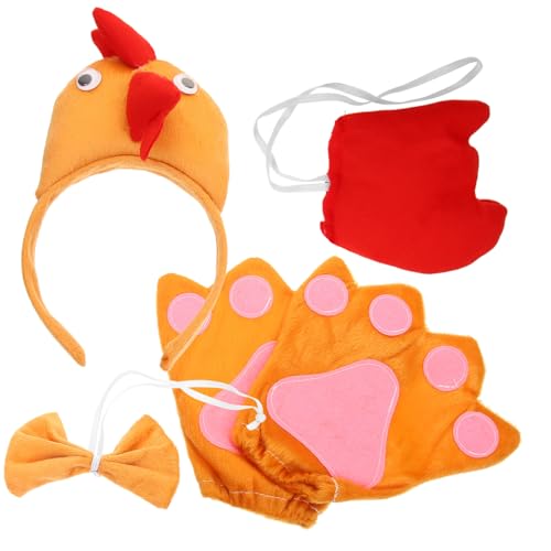 ifundom Huhn Kostüm Set mit Stirnband Fliege und Lustiges Cosplay Accessoire für Ostern Karneval und Schulaufführungen Sicher und Bequem Niedliches Tierkostüm für Mädchen und Jungen von ifundom