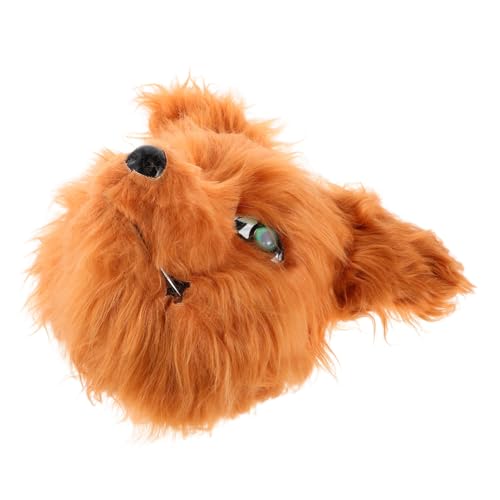 ifundom Humorvolle Halloween Wolf Maske mit Beweglichem Mund Gelber Pelz Halbgesichts Kostümkopf für Party Karneval und Cosplay Lustiges Tier Accessoire für Erwachsene von ifundom
