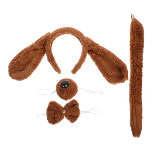ifundom Hundekostüme Set Mit Stirnband Fliege Welpennase Plüschtierohren Stirnband Für Halloween Cosplay Requisite von ifundom