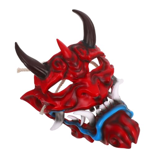 ifundom Japanische Samurai Dämonenmaske Halloween Cosplay Maske mit Hörnern Realistisch und Langlebig Leichte Gruselgesichtsmaske für Kostümpartys und Horror-events von ifundom