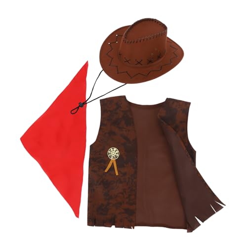 ifundom -outfit Für Braunes -hut-set Mit Fransen-weste Und Bandana Für Halloween-cosplay Und Xl Stylisches Kostüm-accessoire von ifundom