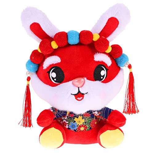 ifundom Jahr Hase Plüsch Spielzeug Chinesischen Stil Stofftier 20cm Lint Stoff Kissen von ifundom