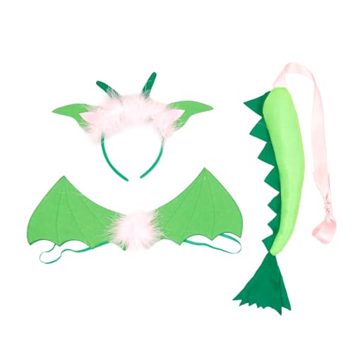 ifundom Kinderkostüm Dinosaurier Teilig mit Dinosaurier Drachenflügel und Kopfschmuck Rosa Stoff Kreatives Foto Requisit für Geburtstagsfeier Karneval Halloween und Mottoparty von ifundom
