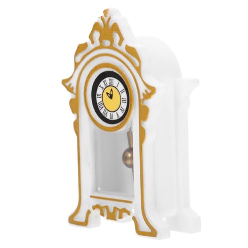 ifundom Klassische Miniaturuhr Retro Dekormodelle Vintage Ornamente Zarte Miniatur Pendeluhr Miniatur Kaminuhr Puppenhaus Ornament Simulation Einer Pendeluhr Aus Kunstharz von ifundom