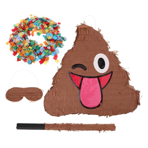 ifundom Lustiges Poop Pinata mit Augenbinde und Konfetti Kinderfreundliches Partyspiel für Geburtstagsfeiern Einfache Montage für Drinnen und Draußen Familienunterhaltung von ifundom