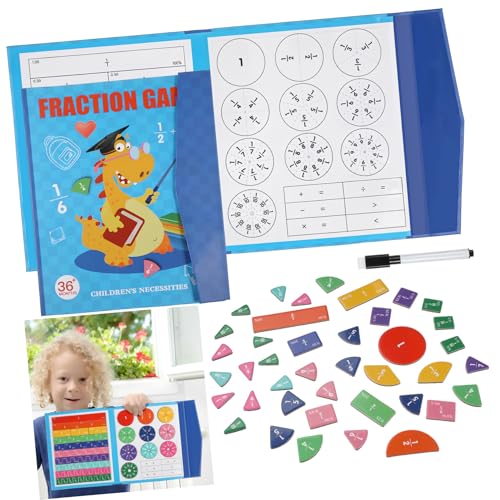 ifundom Magnetisches Bruchrechnen Lernspiel mit Abwischbarer Oberfläche Bunte Magnetische Bruchstreifen und Kreise Wiederbeschreibbares Montessori Mathematik Lernbrett für Grundschüler von ifundom