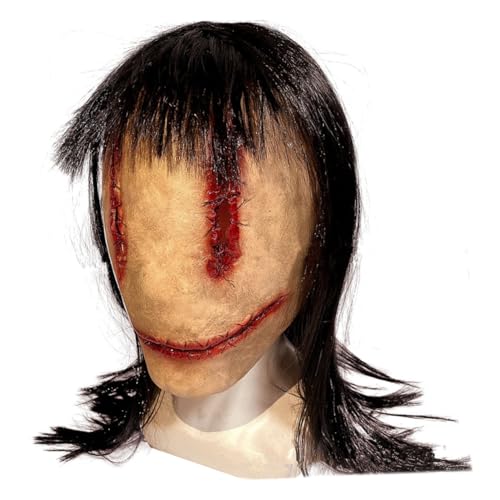 ifundom Maske gruseliges Halloween unheimlich Halloween-Dekorationen beängstigend Kostüm halloween mitgebsel halloween oblaten Halloween -Party Halloween-Gesichtsabdeckung Emulsion Khaki von ifundom