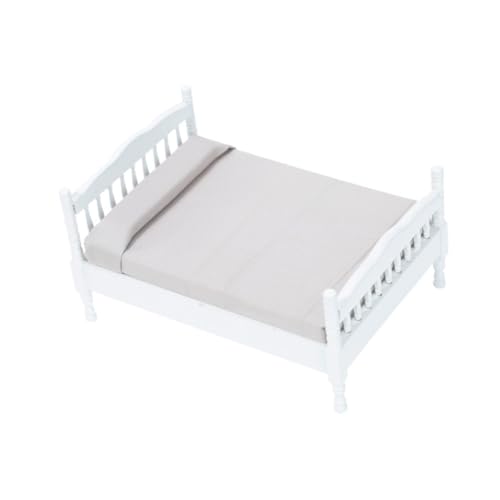 ifundom Miniaturbett Im Maßstab 12 Holzstoffsimulation Doppelbett Für Puppenhaus Spielzeug Pädagogisches Jungen- Und Mädchenbett von ifundom