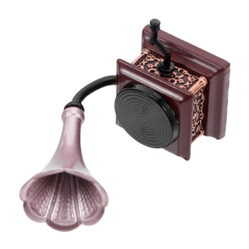 ifundom Maßstab Retro Grammophon Modell Leichtes Vintage Miniaturplattenspieler Zubehör für Puppenhausdekoration und Miniaturmöbel von ifundom