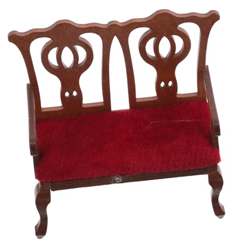 ifundom Maßstab Vintage Holz Plüsch Material Robuster Doppel Sitz Charmanter Miniatur Möbel für Puppenhaus Wohnzimmer Zubehör von ifundom