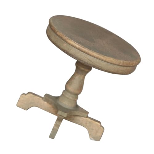 ifundom Mikroszene Kleiner Runder Tisch Puppenhausmöbel Zubehör Für Puppenhäuser Puppenstubenmöbel Puppenmöbel Puppenstubentisch Holz von ifundom