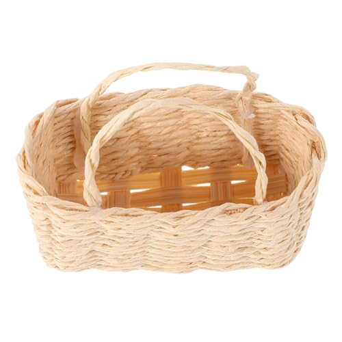 ifundom Mini-Aufbewahrung skorb Lebensmittelspielzeughaus Möbel Spielzeughaus Webspielzeughaus Webstuhl mini Korb Puppenhaus-Minikorb Puppenhauslieferungen Rattan Beige von ifundom