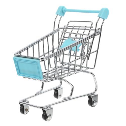 ifundom Mini Einkaufswagen Für Einkaufskorb Im Miniaturformat Für Puppenhaus Deko Kleiner Supermarkt Trolley Hellblau Ideal Für Rollenspiele Und Kreatives von ifundom