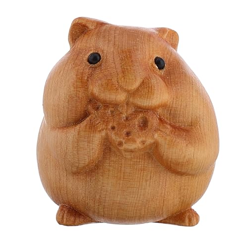 ifundom Mini-Hamster-Modell süße Spülmaschine Auto Erwachsener Außenreflektor Skulptur Hamsterfigur Holz Hamster Deko Mini-Hamster-Figur Tierstatue aus Holz hölzern Light Brown von ifundom