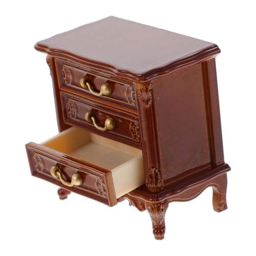 ifundom Mini-Kommode Vitrine Puppenhaus-Miniaturzubehör Mini-Zubehör Wohnzimmer Kleiner Schrank Puppenhausmöbel Miniatur Schrankmodell winziges Schrankdekor kleines Möbelmodell Brown von ifundom