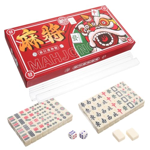 ifundom Mini Mahjong Set Tragbar mit Sicheren Langlebigen Spielsteinen Kompaktes Reise Mahjong Kit für Freunde Familien und Partys Praktisch zu Verstauen und Einfach Mitzunehmen von ifundom