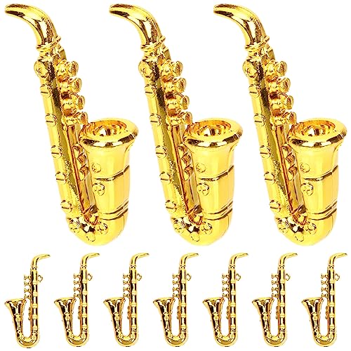 ifundom Mini-Musikinstrument Aus Kunststoff 10 Stück Puppenhaus Saxophon Musikinstrument-Figuren Ornament Kleines Instrumentenmodell Für Mini- Musikzimmer von ifundom